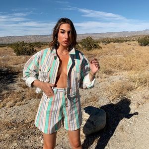 colorful striped two piece set